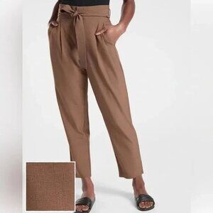 Athleta Skyline Plaid Pant II NEW Tie Waist Brown Work To Weekend Trouser 16